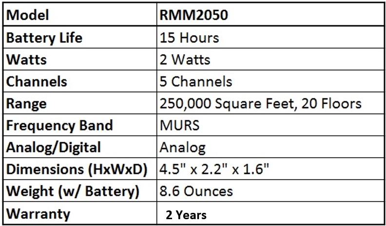 Motorola RMM2050 MURS Two Way Radio Pack
